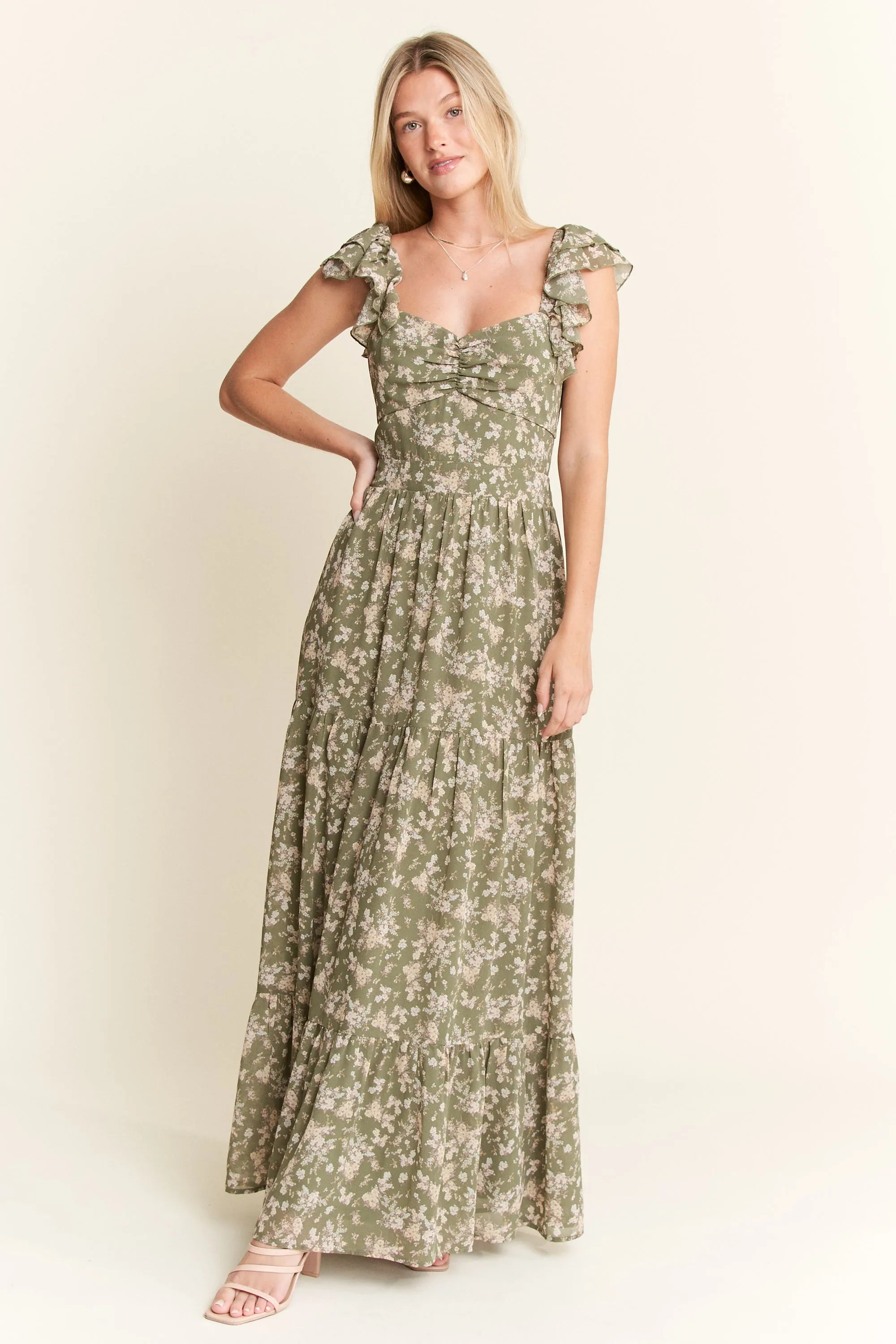 Jade By Jane Ruffle Sleeve Tiered Maxi Dress product image