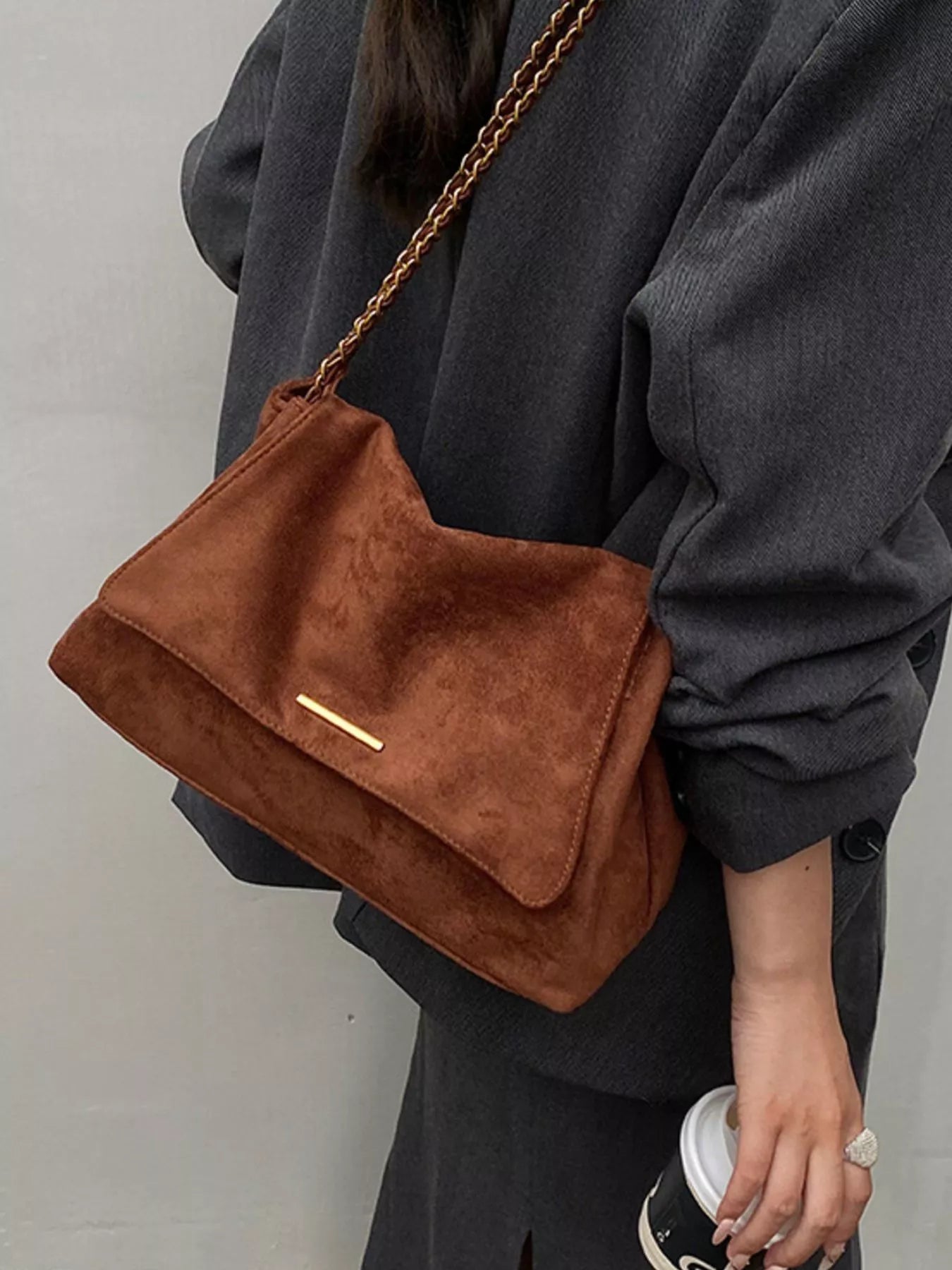 Suede Flap Chain Shoulder Bag product image