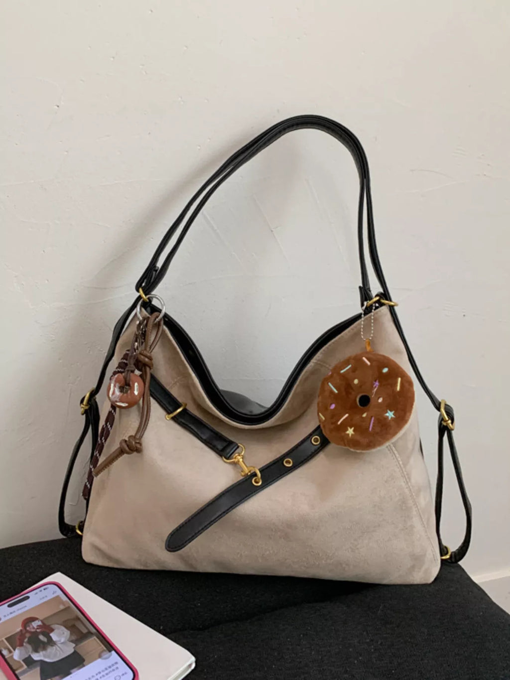Adjustable Strap Handbag with Charm product image