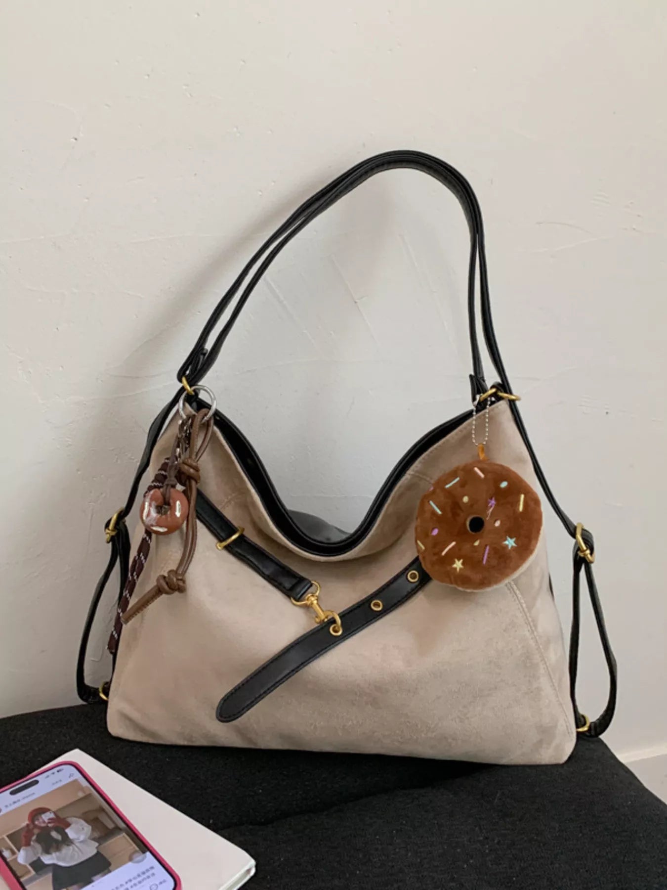 Adjustable Strap Handbag with Charm product image