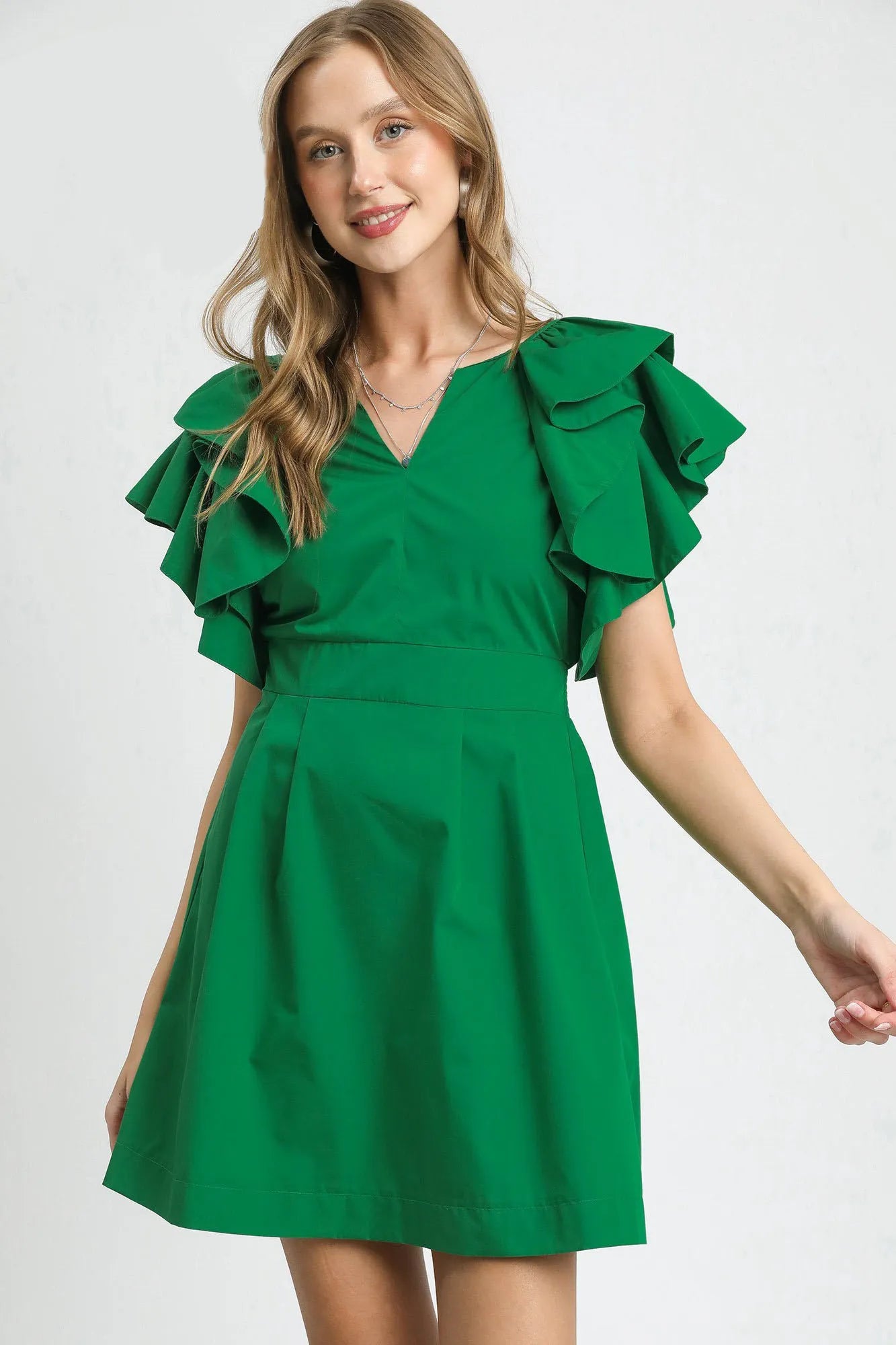 Umgee Double Ruffle Sleeve Fit and Flare Dress product image