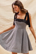 SO ME Houndstooth Fit Flare Mini Dress with Shoulder Tie product image