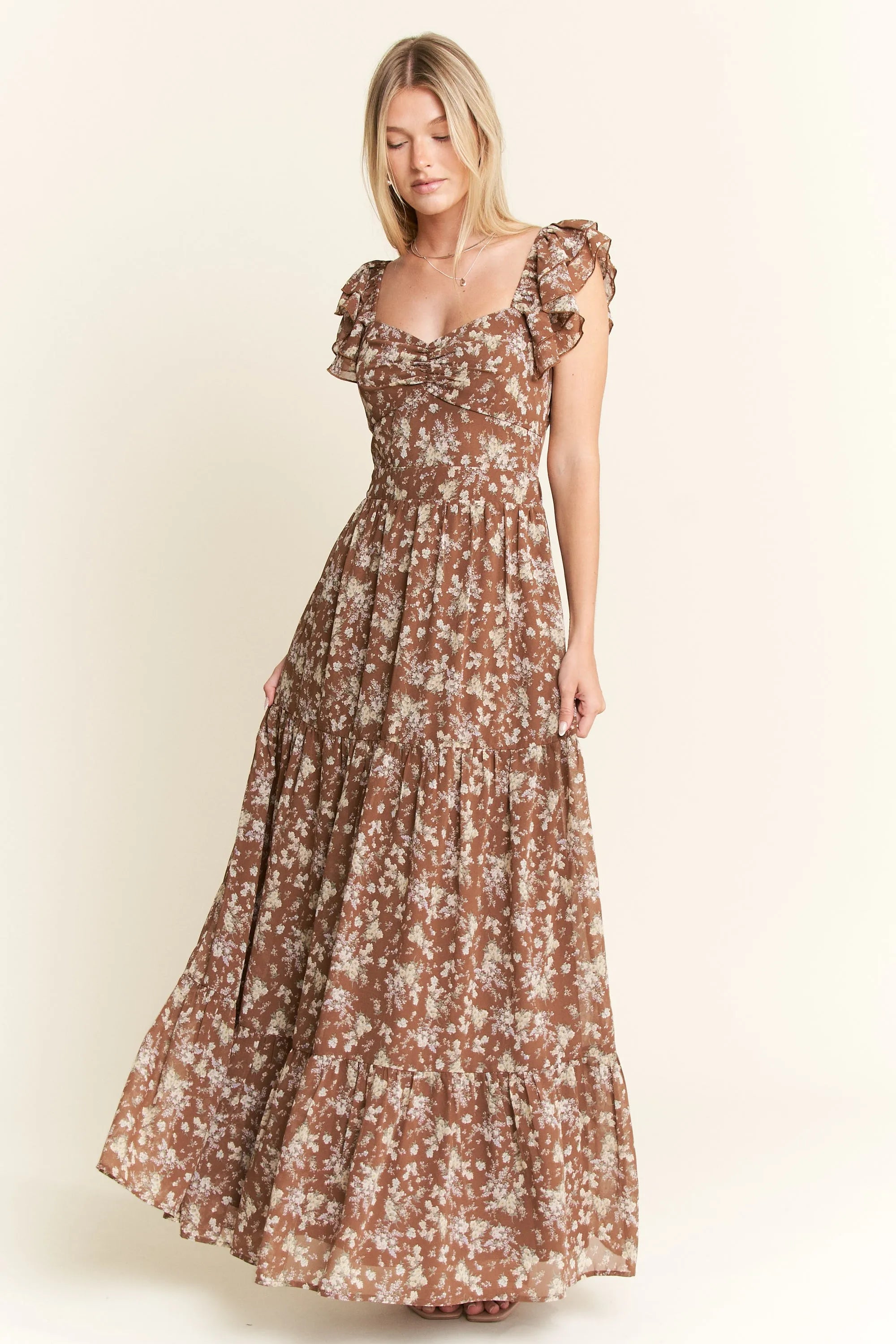 Jade By Jane Ruffle Sleeve Tiered Maxi Dress product image