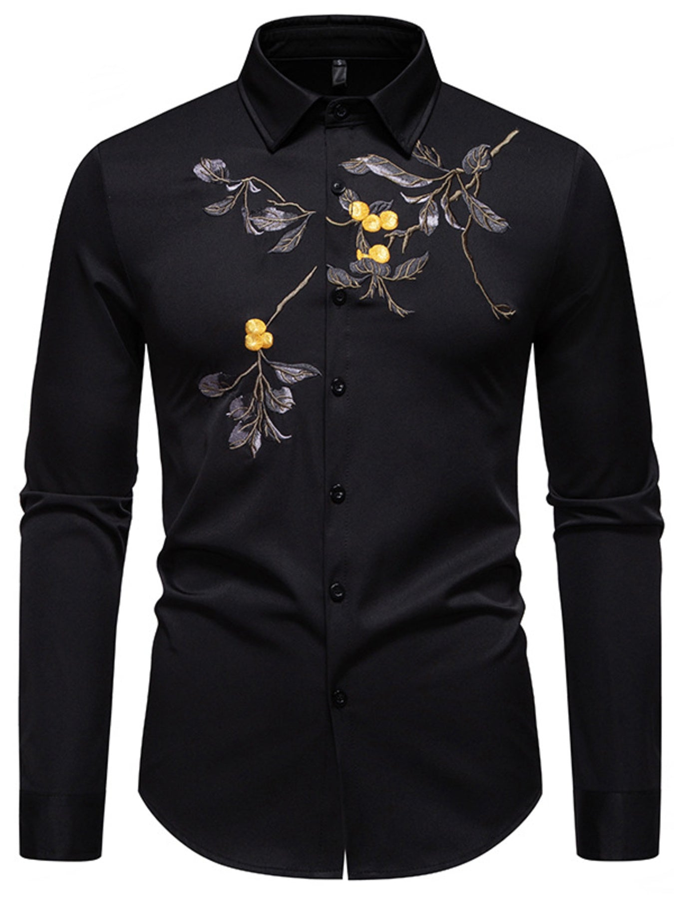 Men's Embroidered Floral Long Sleeve Shirt product image