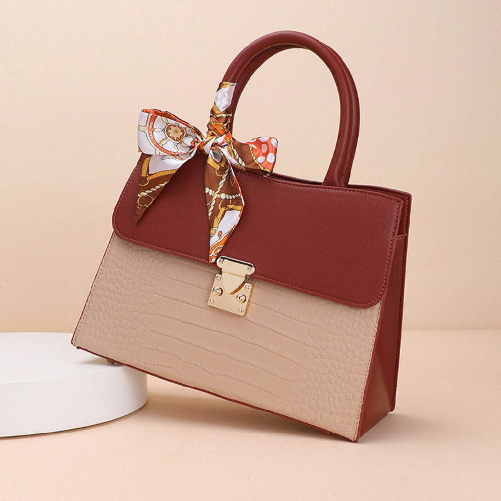 Crocodile Embossed Top Handle Handbag product image