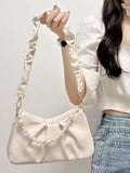 Pearl Embellished Ruched Shoulder Bag product image