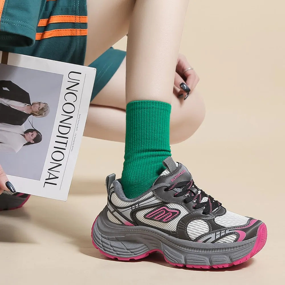 Letter Lace-Up Round Toe Athletic Shoes product image