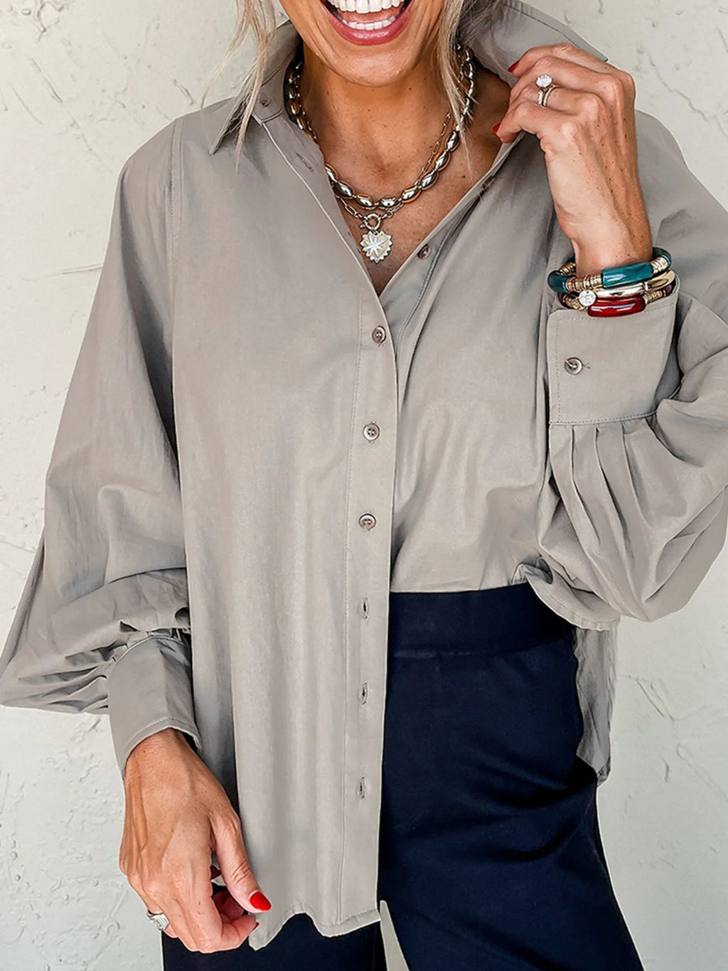 Button Up Lantern Sleeve Shirt product image