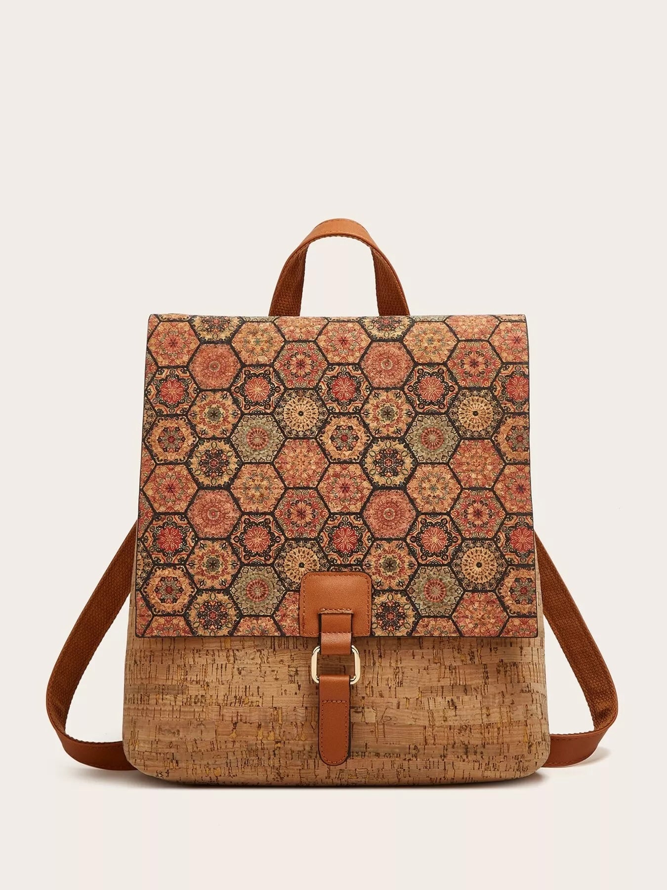 Vintage Bark Print Flap Backpack product image