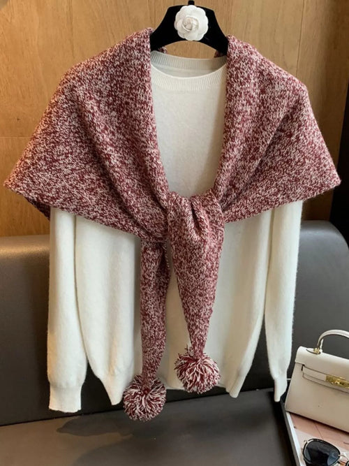 100% Wool Pom-Pom Knitted Scarf product image