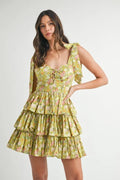 MABLE Floral Print Shoulder Tie Layered Mini Dress product image