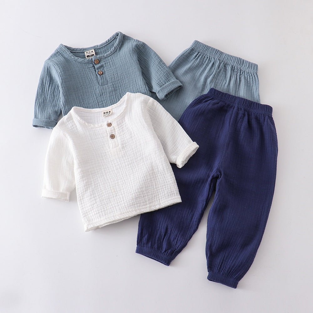Baby Baby Girls Clothes Set for Party Long Sleeve Baby Shirts Loose Pants Toddler Kids Clothes Spring Summer Muslin Clothes p
