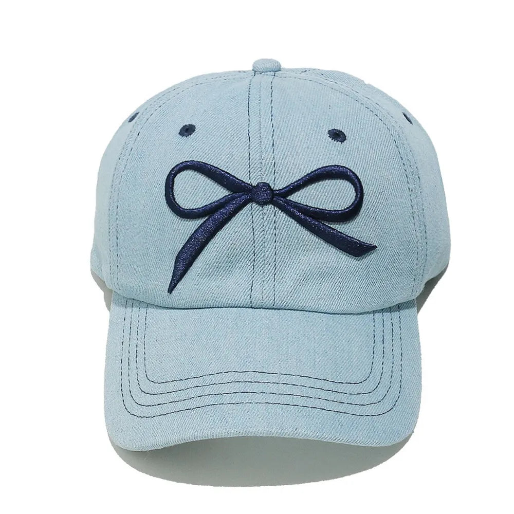 Bow Embroidered Denim Baseball Cap product image