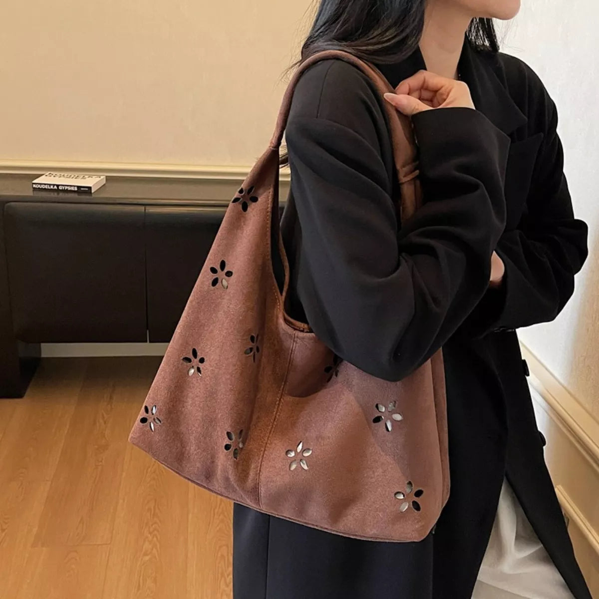 Floral Cutout Corduroy Shoulder Bag product image