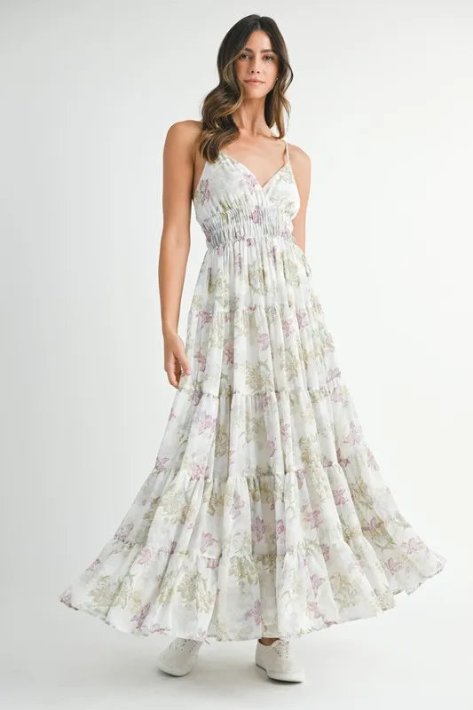MABLE Floral Print Tiered Cami Maxi Dress product image