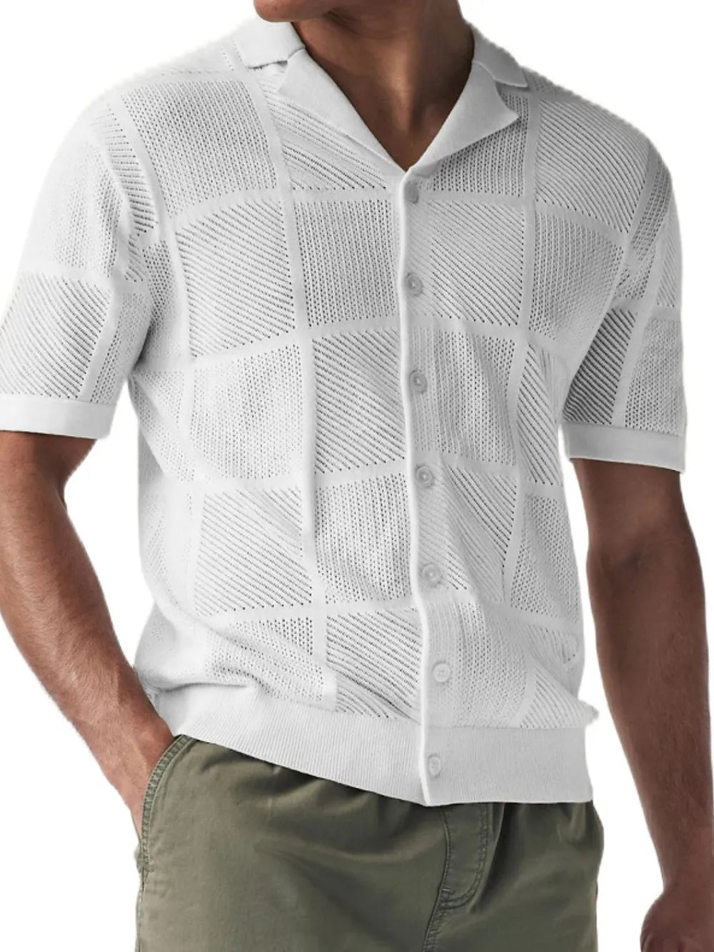 Men's Button Down Checkered Eyelet Shirt product image