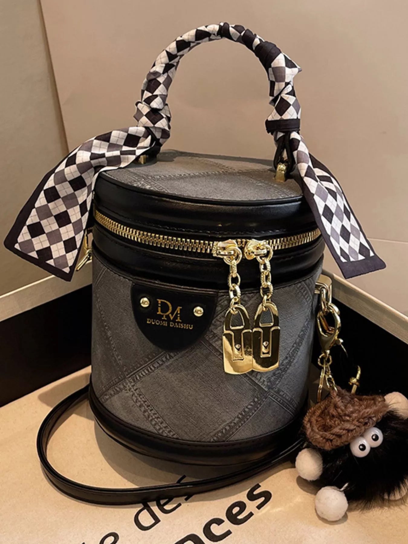 Bucket Crossbody Bag with Scarf Accent product image