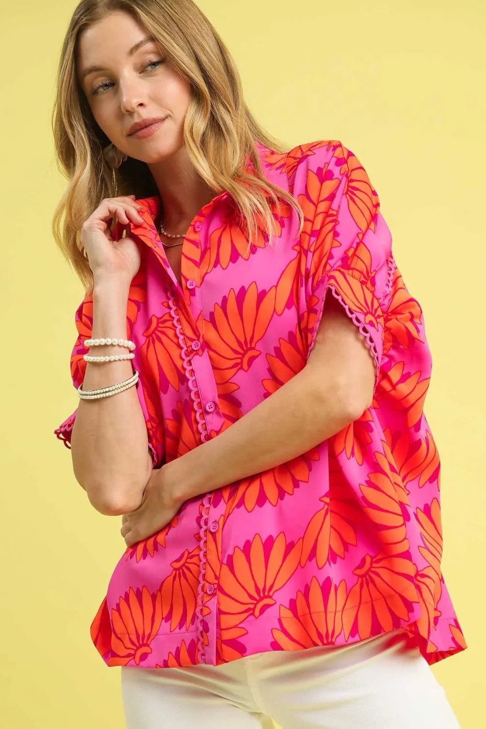 Umgee Printed Button-Up Relaxed Shirt product image