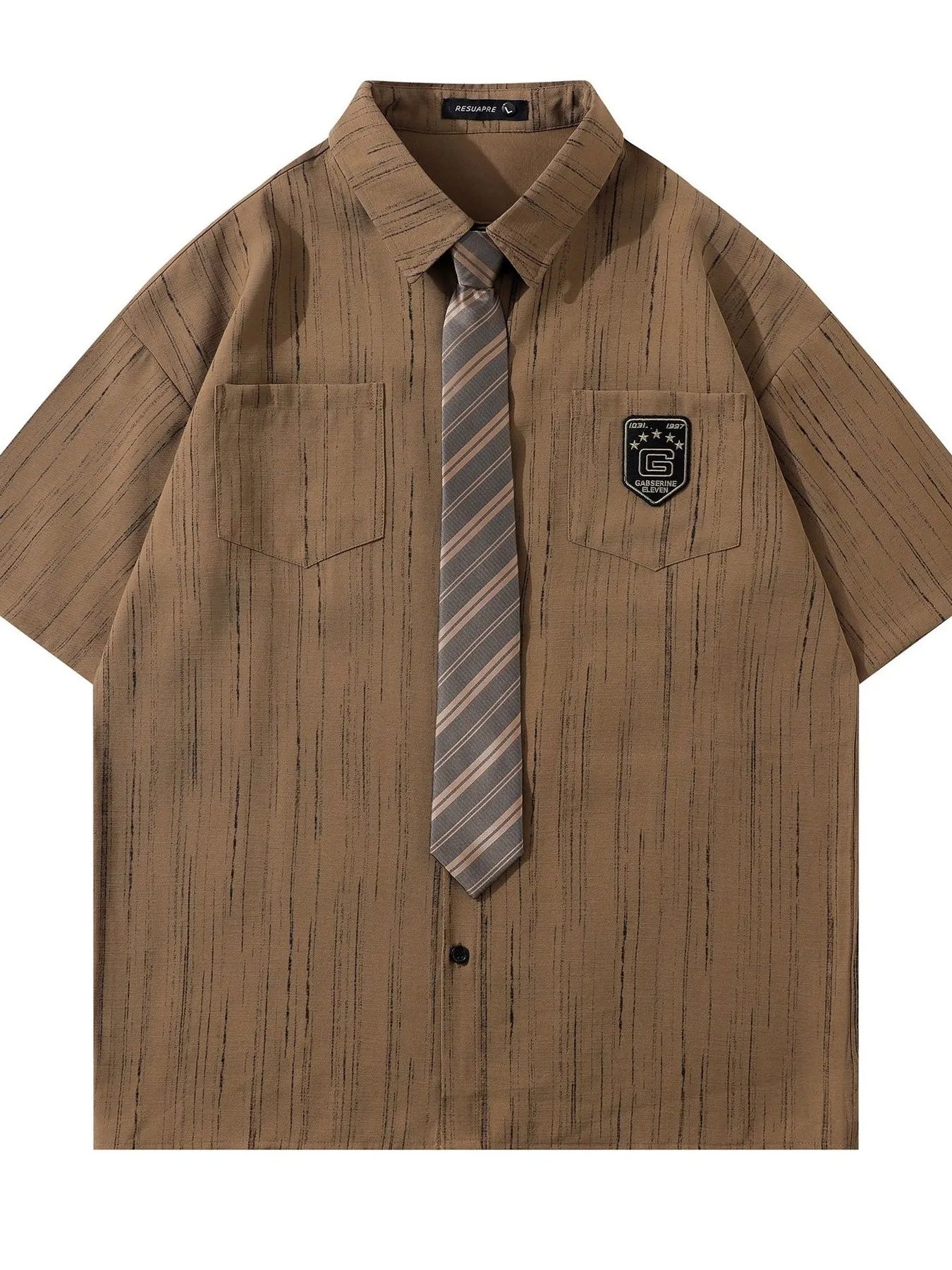 Men's Striped Short Sleeve Shirt with Tie product image